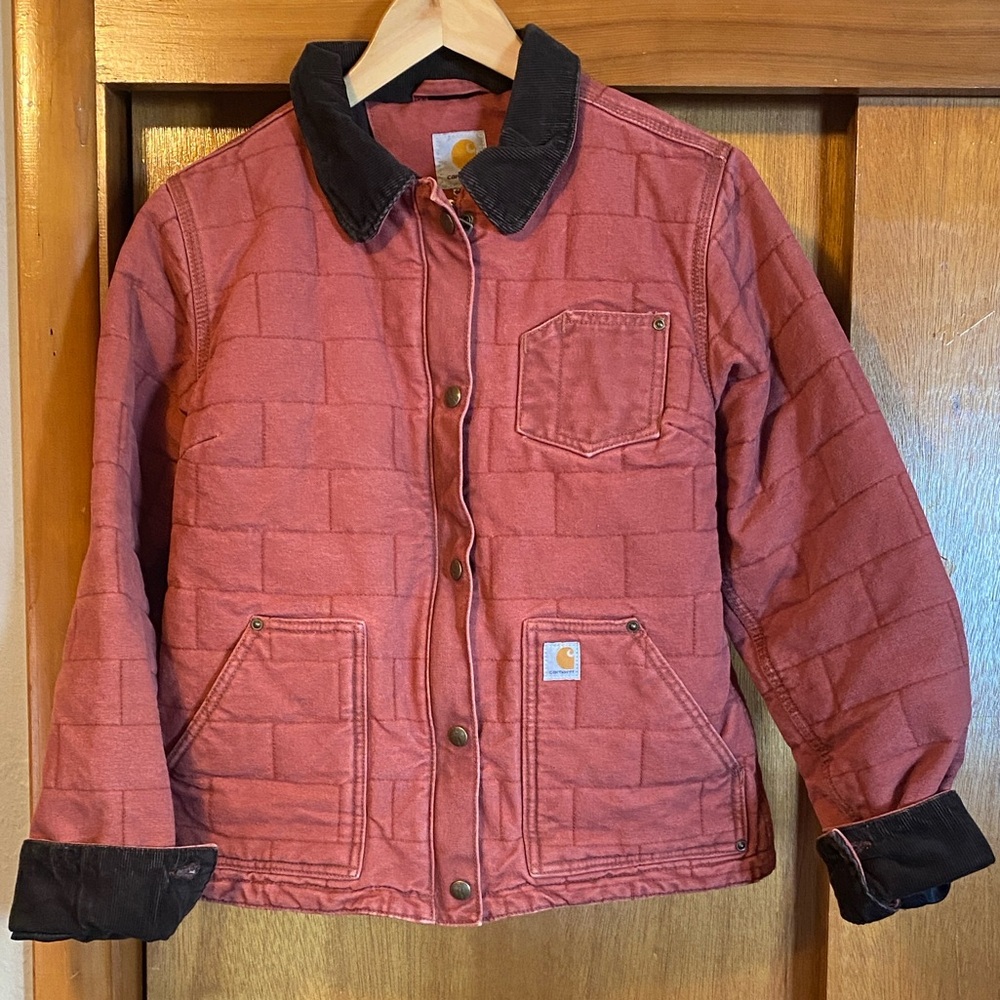 RARE Vintage Carhartt Womens Jacket Small Lined Quilted Sandstone Brick Red - Picture 5 of 9